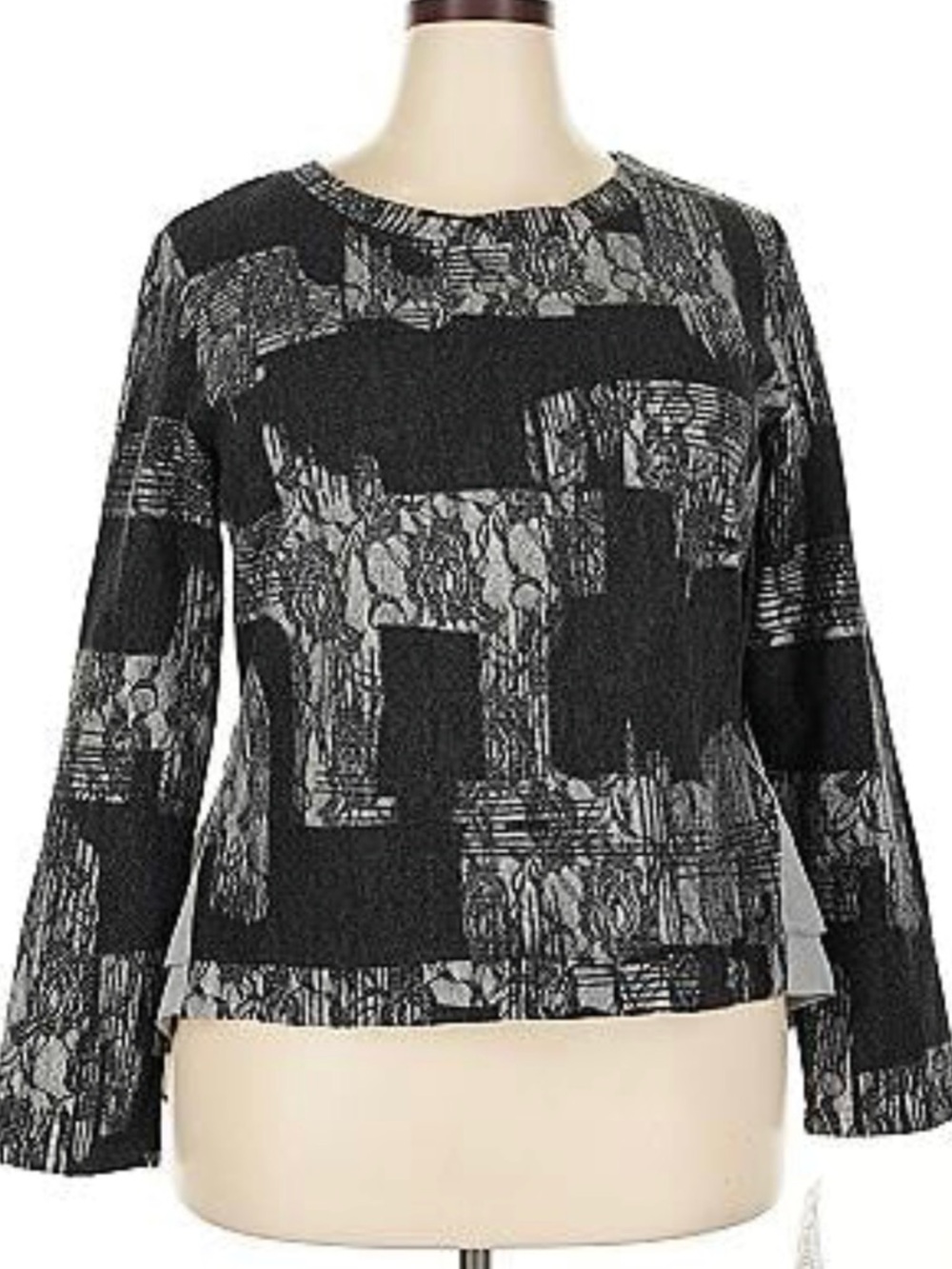 Joseph Ribkoff Grey and White Textured Knit Top L/XL size